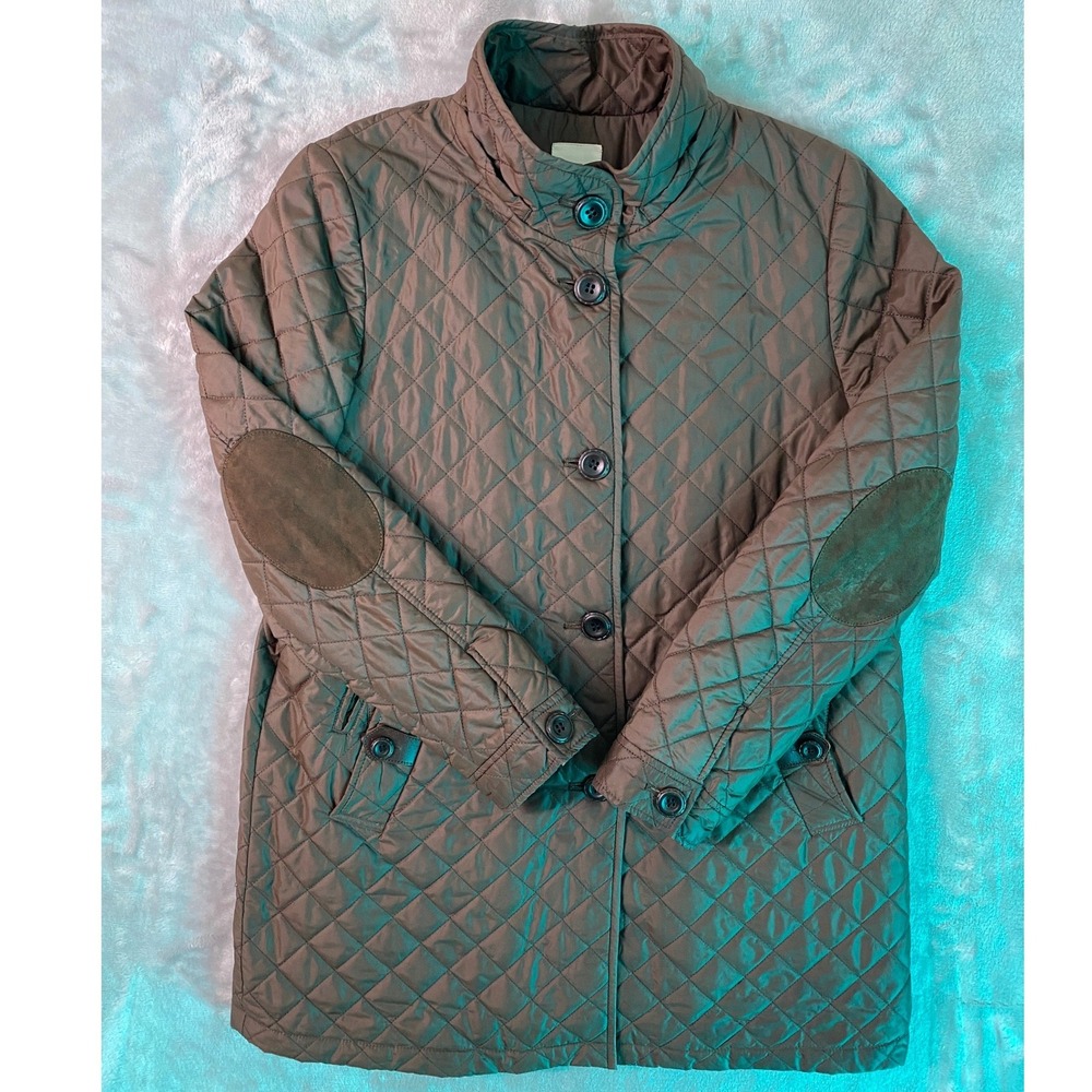 BCBG Equestrian Faux Fur Quilted Puff Barn Chore Parka Jacket Coat Women S Brown